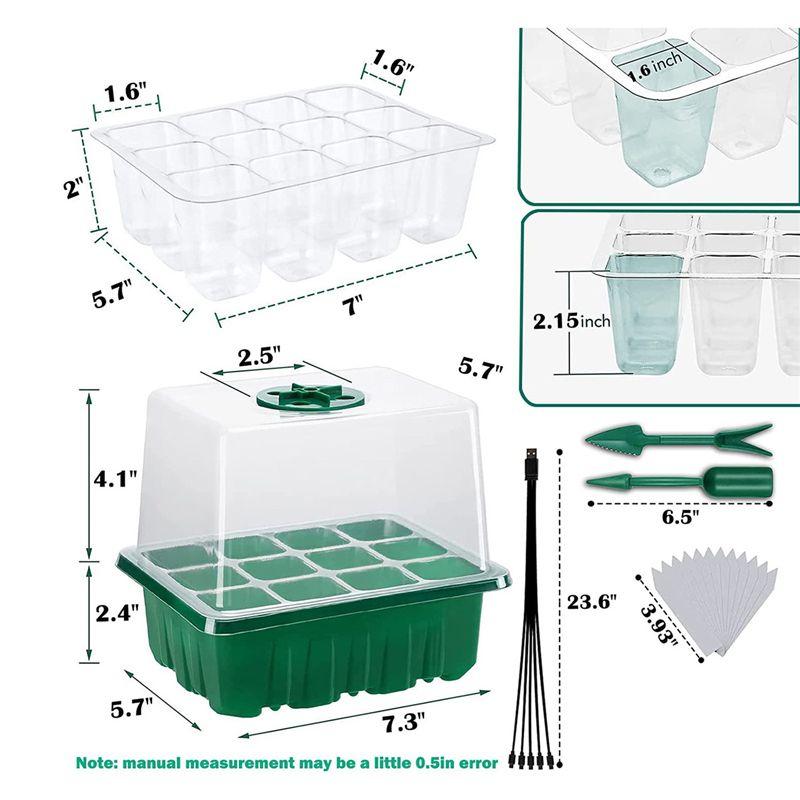 Seed Starter Tray With Grow Light,5 Pack Seed Starter Kit,Increase Germination Rate&Adjustable Humidity Seed Starter