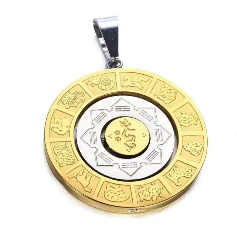 3 Layer Rotatable Necklace 12 Zodiac Manjushri Eight Trigrams Pendant Six Syllable Mantra Amulet Jewelry for Men & Women New
