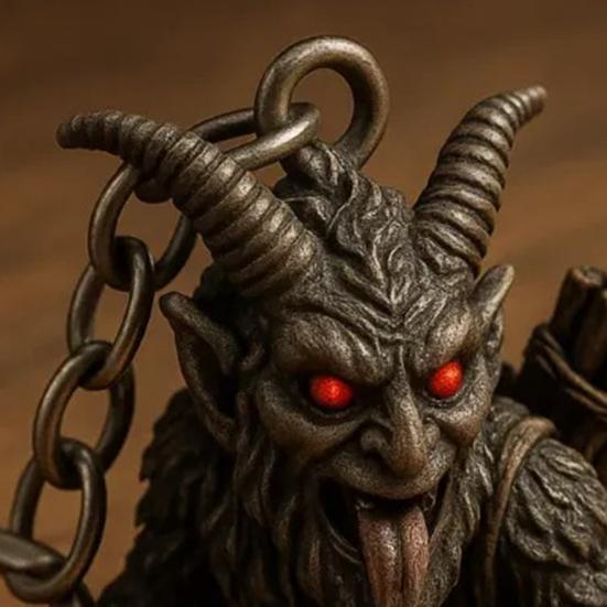 Krampus Nyckelring Vintage Snidad Skräckvarelse Demon Nyckelring Ryggsäck Skolväska Hängande Dekoration Väskberlock Plånbok Hänge