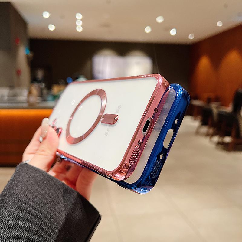 For Samsung S22 Electroplated Phone Case For Samsung Galaxy S22 Plus S22 Ultra For Magsafe Magnetic Lens Protect TPU Soft Cover