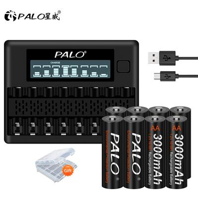PALO 1,2 V AA-Akku, 3000 mAh, 2 A NI-MH-Akku und intelligentes Ladegerät für 1,2 V AA AAA NI-MH-Akku