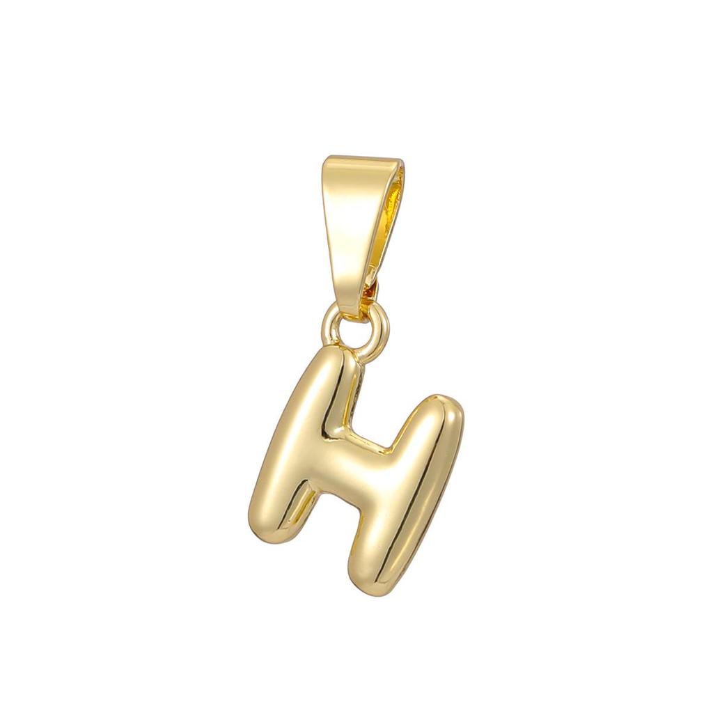 Pozłacany 18-karatowym złotem naszyjnik z mini zawieszką w kształcie litery bąbelkowej - Personalizowany 26 literami alfabetu angielskiego