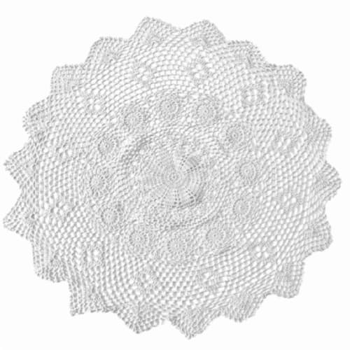 milkcat Hand-Knitted Round Lace Afternoon Tea Retro Placemats, Cafe Curtains, and Display (White 70-1)