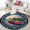 Classic Car Coastal Drive Round Area Rug Under Office Chairs Bedroom Living Room Home Decor