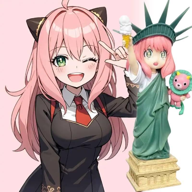 Anya Spy Family Statue Of Liberty Anime Figure Cute Cosplay Model Xmas Gift