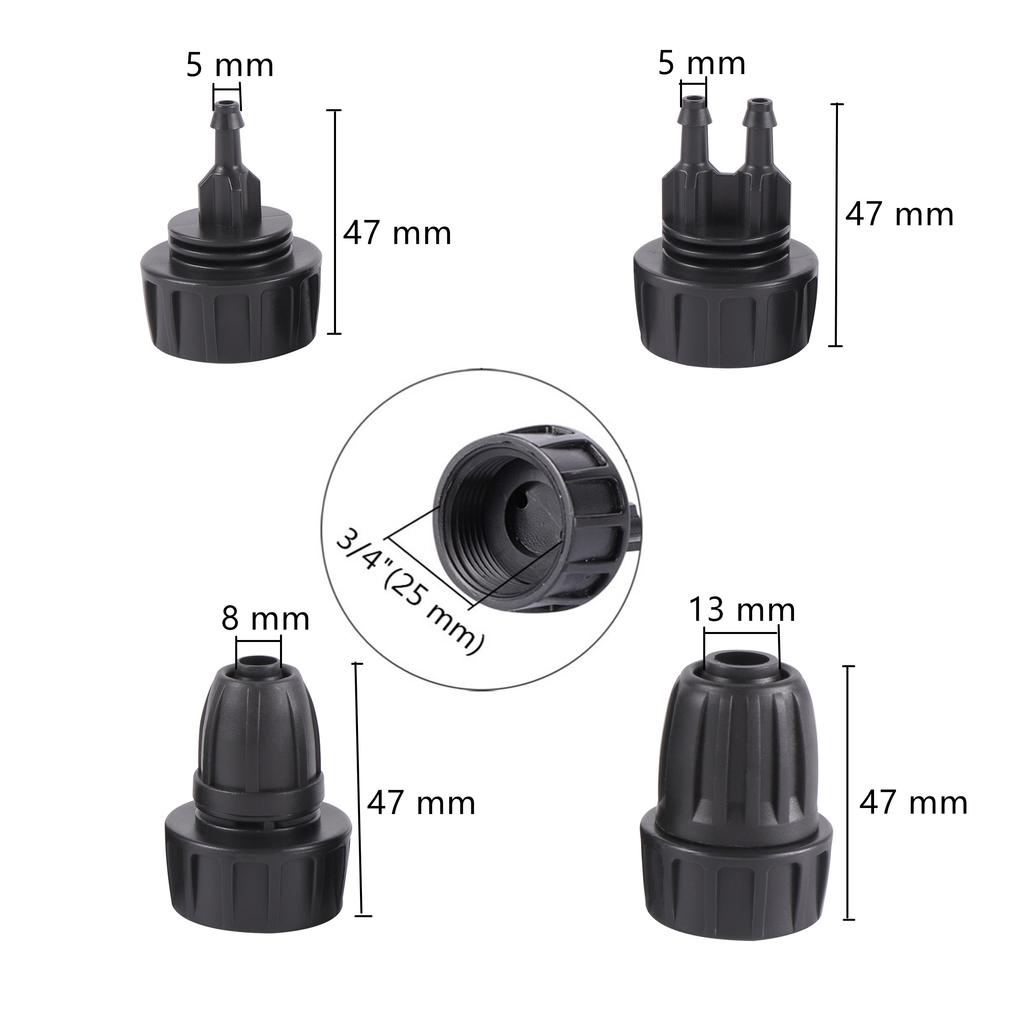 Garden Irrigation System 1/2" To 3/4" Female European Standard Thread Locked Connector DN16 Pipe 8/11mm 4/7mm Hose Splitters