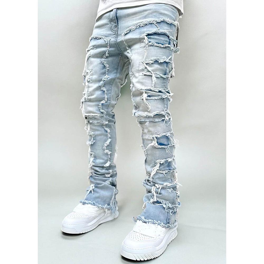 Men's 2025 Retro High Street Loose Straight-Leg Patch Applique Jeans
