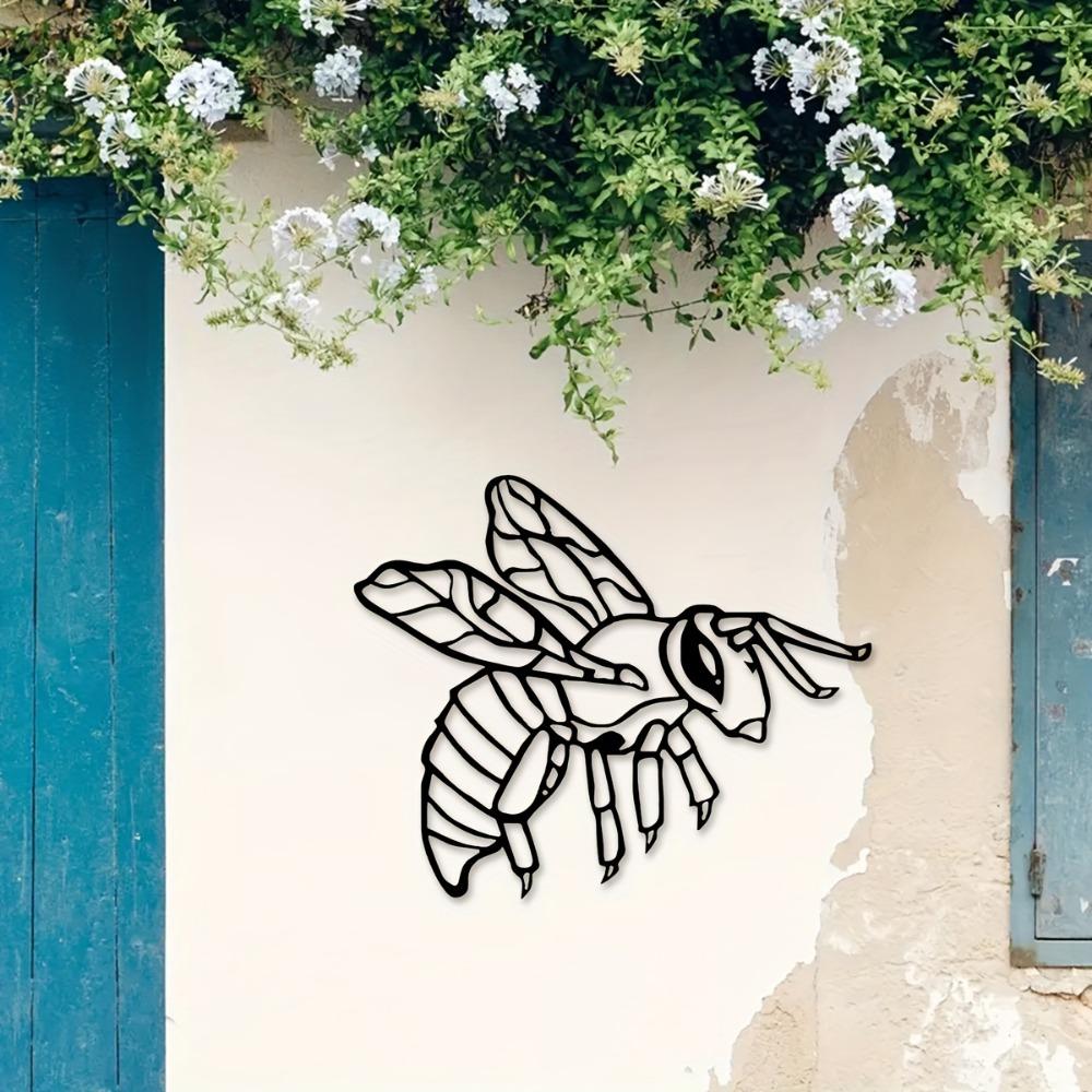 1 Stück Metallbiene Wandkunst, Eisenbiene Außengarten Skulptur, Terrassen Zaun Dekoration für Wohnzimmer Balkon Innen Haus
