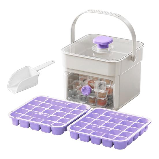 Set Vassoio Ghiaccio 2-in-1, Macchina del Ghiaccio e Contenitore di Stoccaggio, Grande Capacità