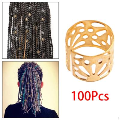100 Pcs Dreadlocks Beads Beard Hollow Pattern Adjustable Decorative Metal Clips