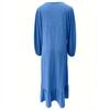 Women's Robe Spring Autumn Dress Fashion Long Sleeve Retro Long Dress Solid Color Ruffle Hem Dress
