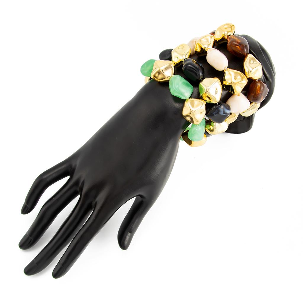 Bohemian Elastic Resin Acrylic Bracelet for Women Retro Stackable Irregular Beaded Bracelet Bangle Party Jewelry