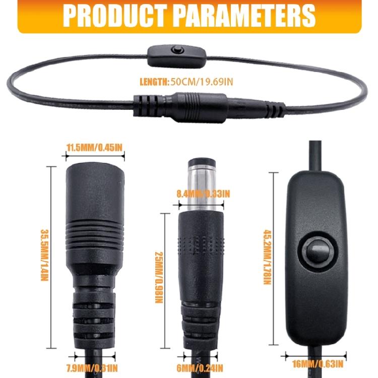 Flexible DC5521 Female To Male Extension Cord With Push Button Switches For Routers CCTV And Small Appliances
