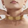 Oumaijia Edelstahl Drahtumwickter Choker & Offener Armreif - Europäischer & Amerikanischer Punk-Stil Schmuck