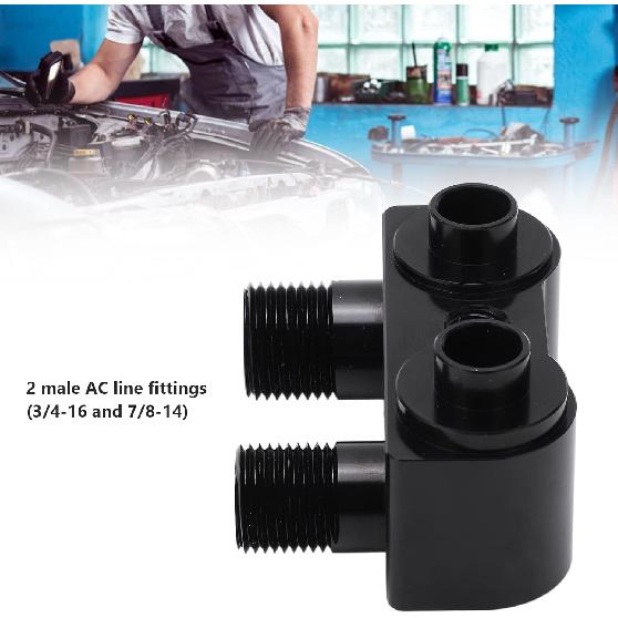 

Aramox AC Compressor Adaptor Fitting Kit, 90 Degree Turn Angle, Male Line Fittings for LS1, 3/4-16 and 7/8-14