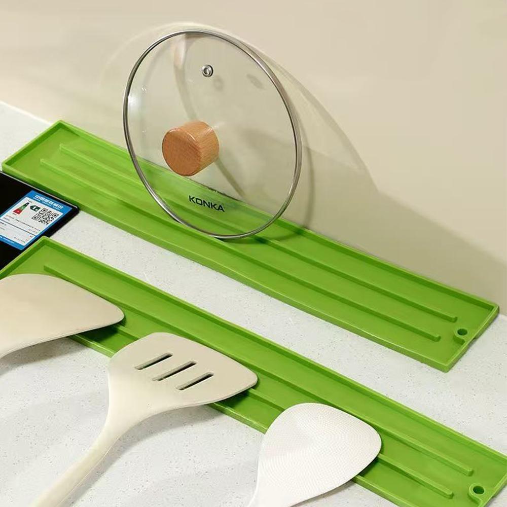 Silicone Countertop Pot Lid Storage Mat Heat Resistant Anti Slip Grooves Kitchen Sink Pad Holder Kitchen Supplies Sink Drainer Rack