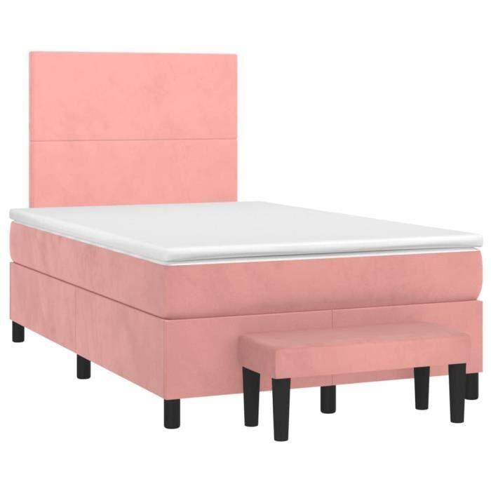 3137718 vidaXL Divan Bed with Mattress Pink 120x200 Cm Velvet