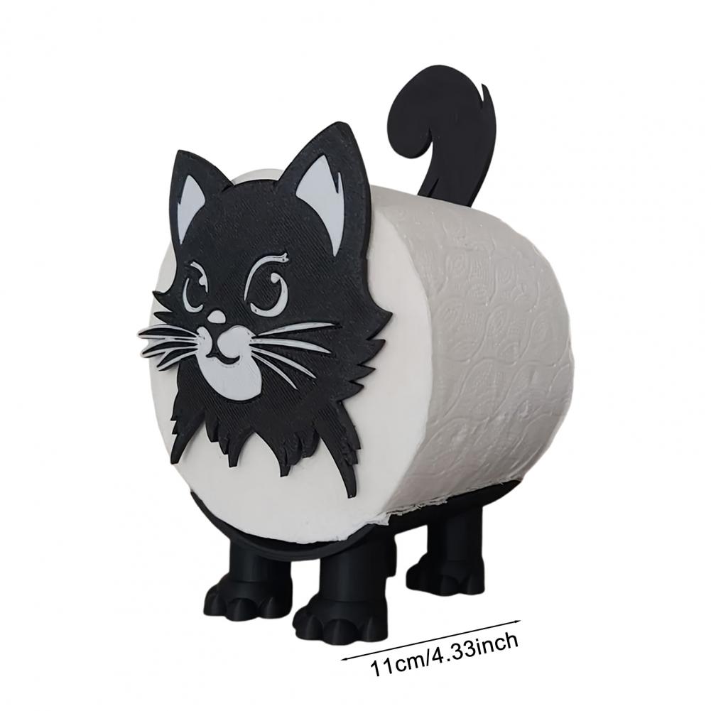 Toilet Roll Holder 3d Printed Toilet Paper Stand Adorable Black Cat Toilet Paper Holder Cute Bathroom Organizer for Tissue