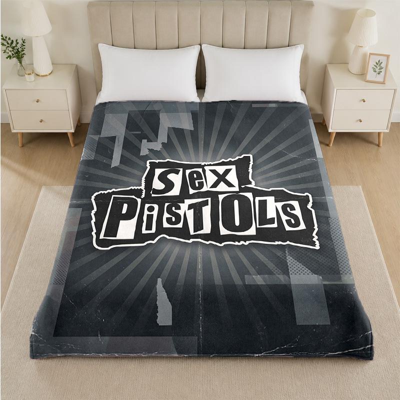 Sex Pistols Print Flannel Blanket Cozy Lightweight Plush Throw Blanket For Bed Sofa Household Use