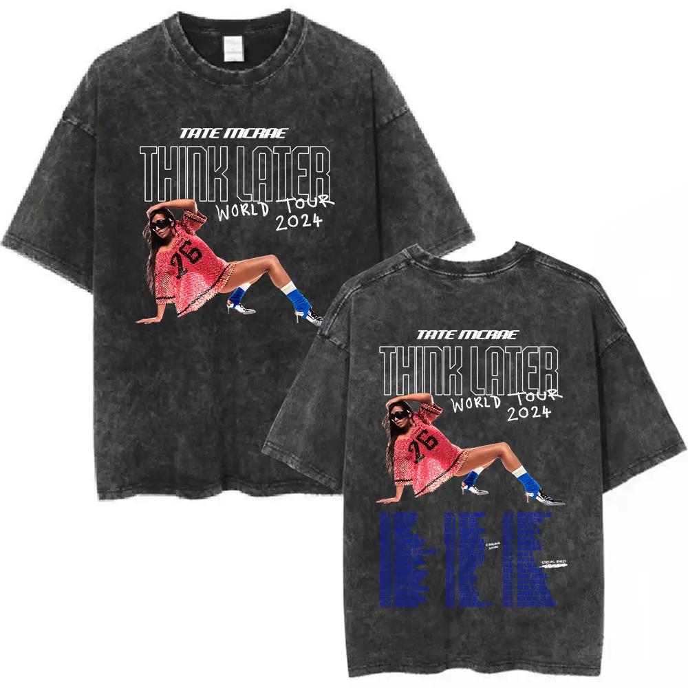 Tate Mcrae Greedy Album Tour Merch T Shirt Men Women Fashion Vintage Washed Short Sleeve Oversized Tshirts 100 Cotton T Shirts