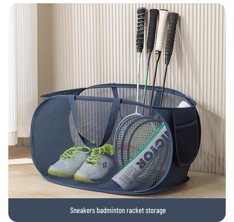 Faltbarer Wäschekorb und Aufbewahrungskorb – Sport Badminton Netz Wäschebeutel