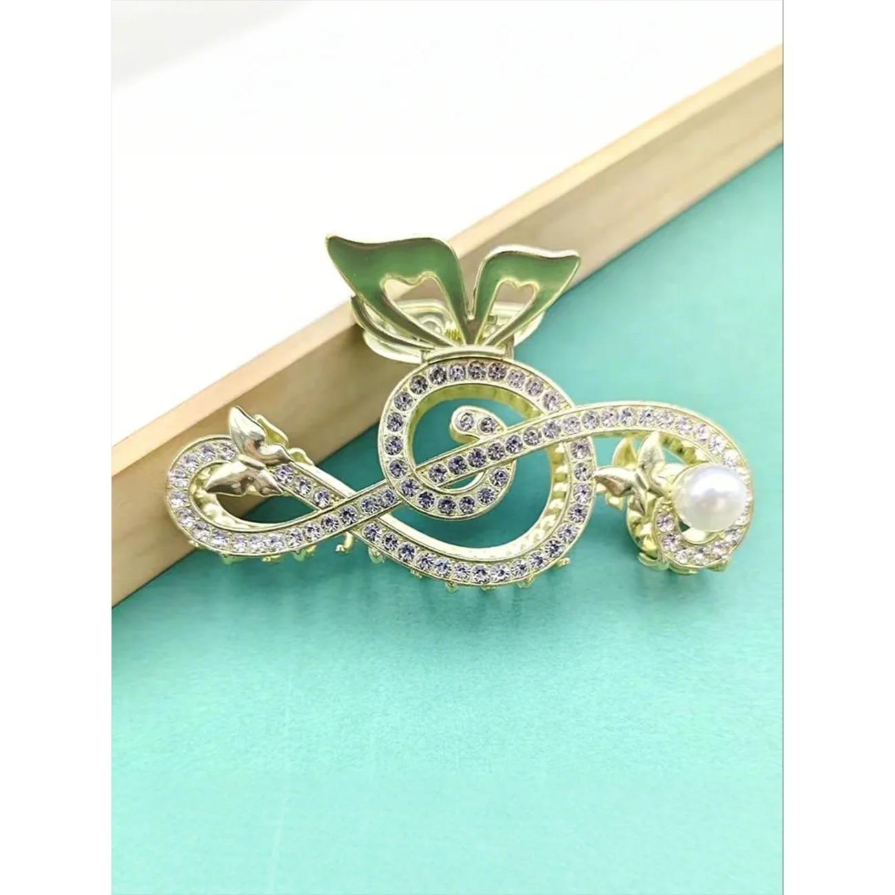 

1Pcs Fashion Sparkling diamond Pearl Notes Hair Claws For Women Hair Accessories