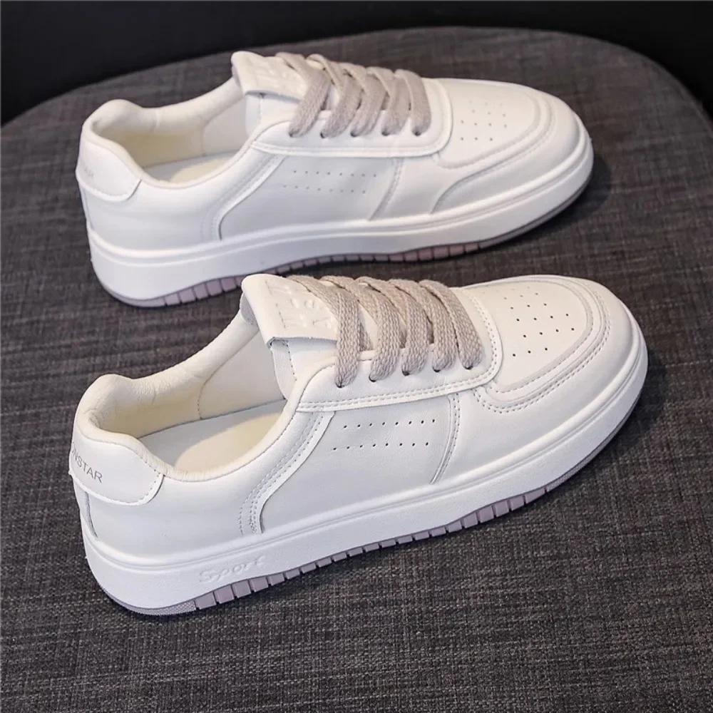 Genuine Leather White Shoes Women's Casual Sports Shoes 2025 Spring New Versatile Breathable Women's Shoes White Sneakers Women