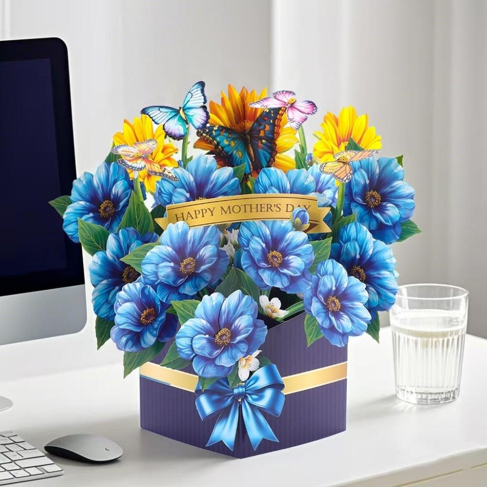 New 3D Pop-up Style 3D Greeting Card Romantic Handmade Paper Pop Up Card Creative Flower Blessing Card Valentine's Day