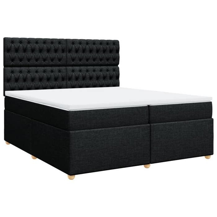 VidaXL Slatted Bed Base with Mattress Black 200x200 Cm Fabric 3293696