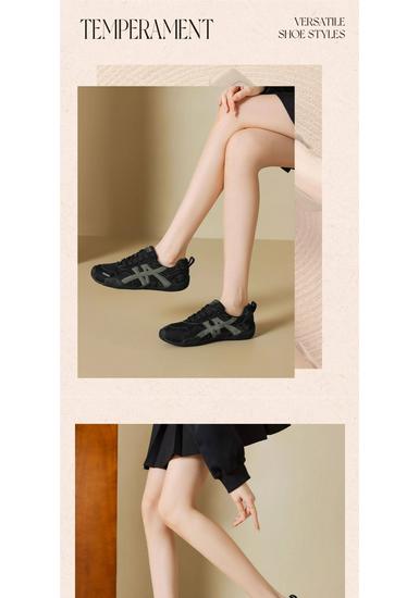 2026 Spring Women's Retro Color Block Lightweight Mesh Training Shoes - Breathable, Soft Sole, Fashionable and Casual.