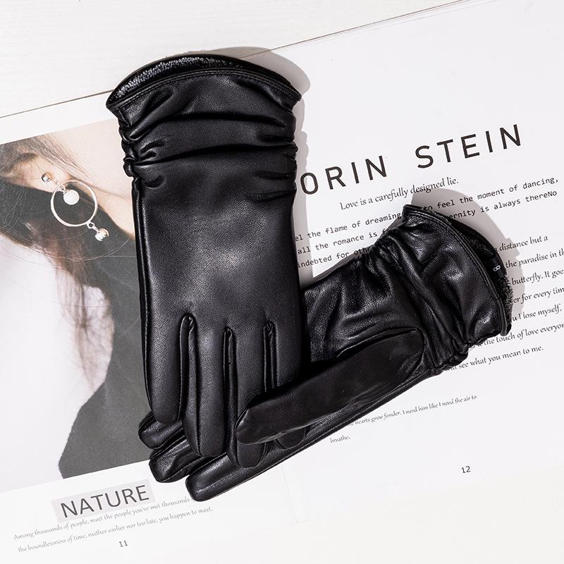 Women's Genuine Leather Winter Warm Gloves for Outdoor Sports, Thickened Matching Apparel Gloves