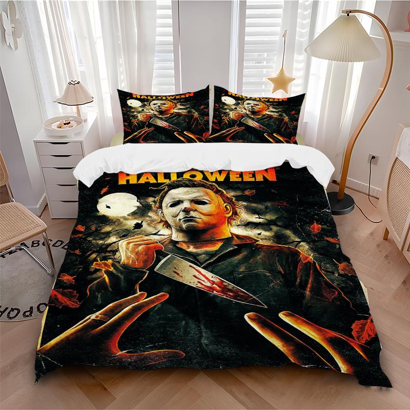 3Pcs Halloween Horror Movie Poster Bedding Sets For All Sizes New 3D Printed Bed Cover Comforter Duvet Cover Pillowcase Bedroom Decoration