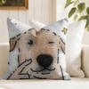 Cute Funny Puppy Cushion Cover Eco Linen Pillow Case DoubleSided Print Breathable Durable Zipper Home Decor Gift