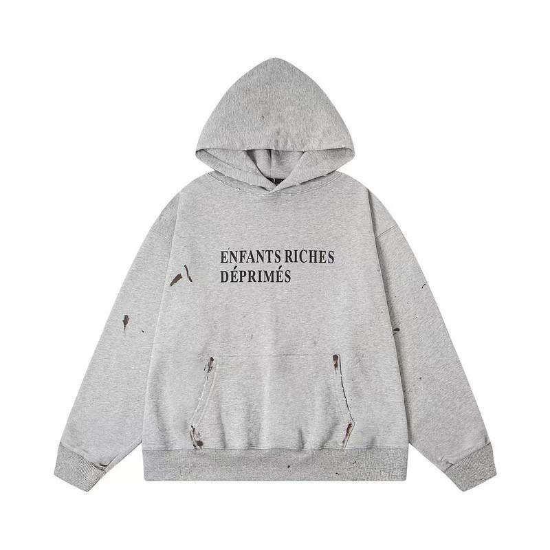 Mens Oversized Streetwear Hoodie With Distressed Zipper Graphic Print Cotton Long Sleeve Pullover Casual Wear