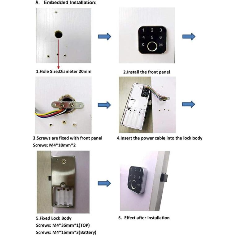 Drawer Lock Fingerprint Password 2 in 1 Cabinets Lock Smart Keyless Electronic Lock for Drawer Wardrobe Cabinet Box