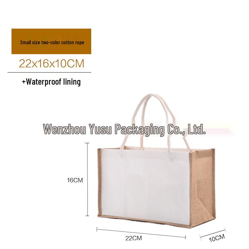Muji Jute-Style Customizable Tote Bag - Film-Coated, Blank Linen for DIY Hand-Painting
