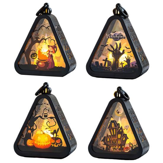 Halloween Pumpkin Lantern Witch Portable Carry Light Trick or Treat Decoration Party Scene Setup Props for Mantel Cabinet Decor