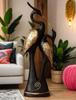 Kissing Swan Duck Couple Statue, Handmade Resin Showpieces - Golden & Black