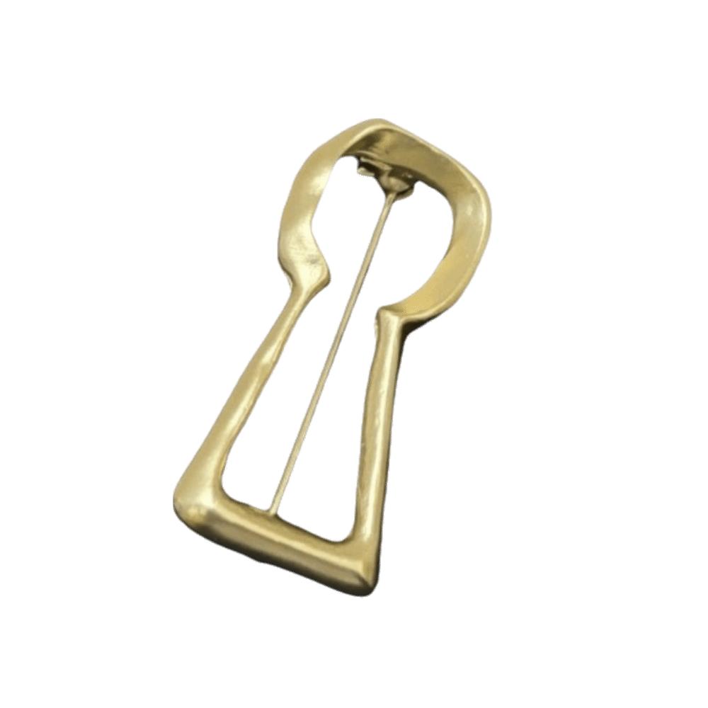 Lock Hole Design Key Shaped Brooch Vintage Style Metal Decorative Pin Suit Coat Accessory  Daily