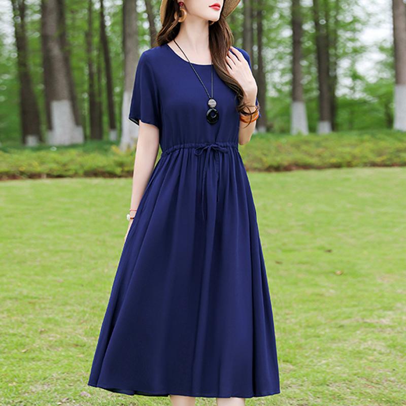 Casual Women's Dress Summer Vintage Clothes Loose Short Sleeve Plus Size Elegant Long Dresses
