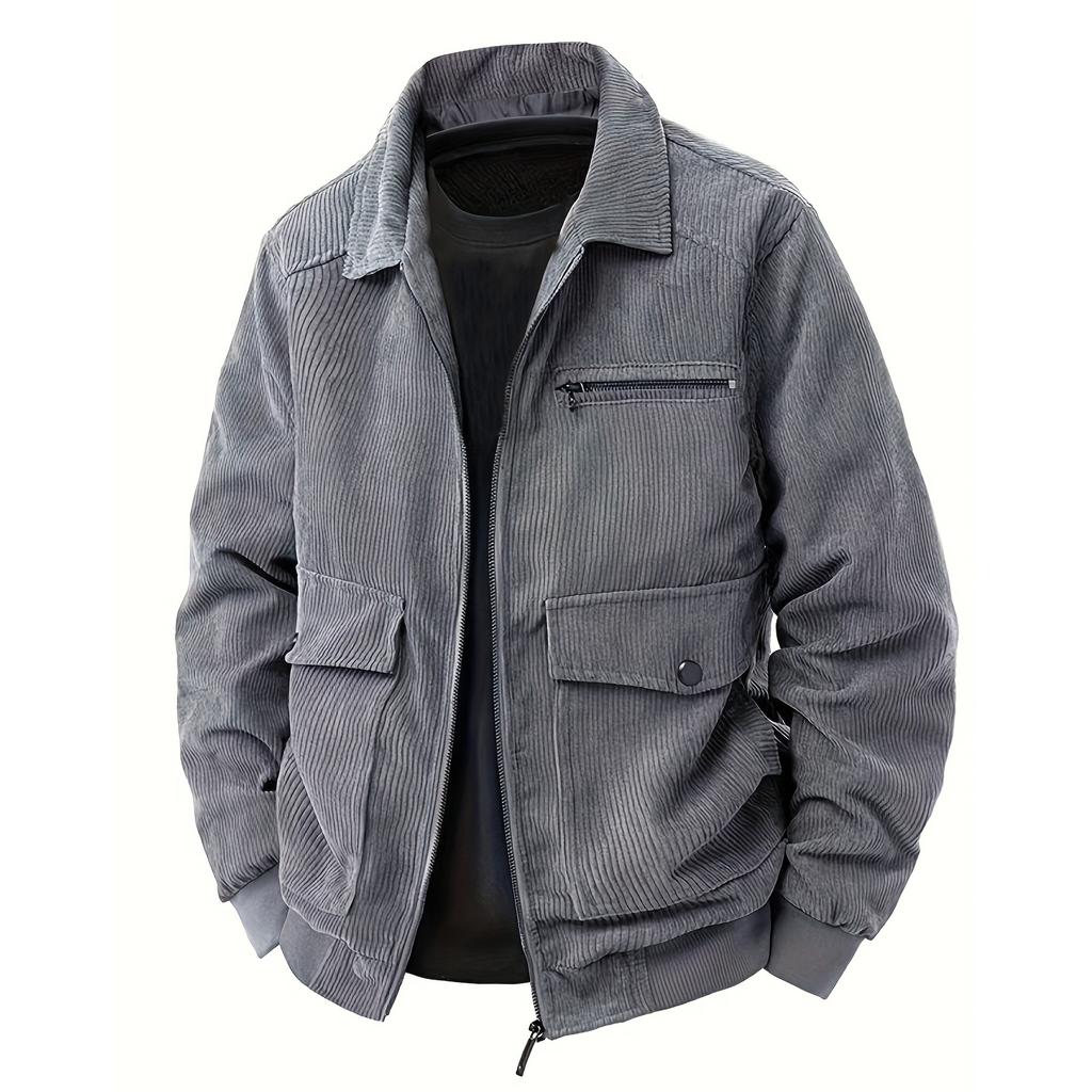 Fashionable Casual Corduroy Lapel Top Long Sleeve Men's Jacket