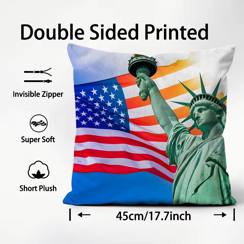 The USA Fashion Cushion Cover Plush Fabric Soft DoubleSided Printed Sofa Warm Winter Home Child Gift Pillow Case