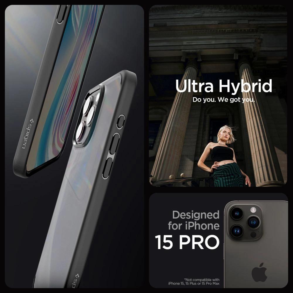 Etui Spigen Ultra Hybrid Na Iphone 15 Pro - Przezroczysto-Czarne