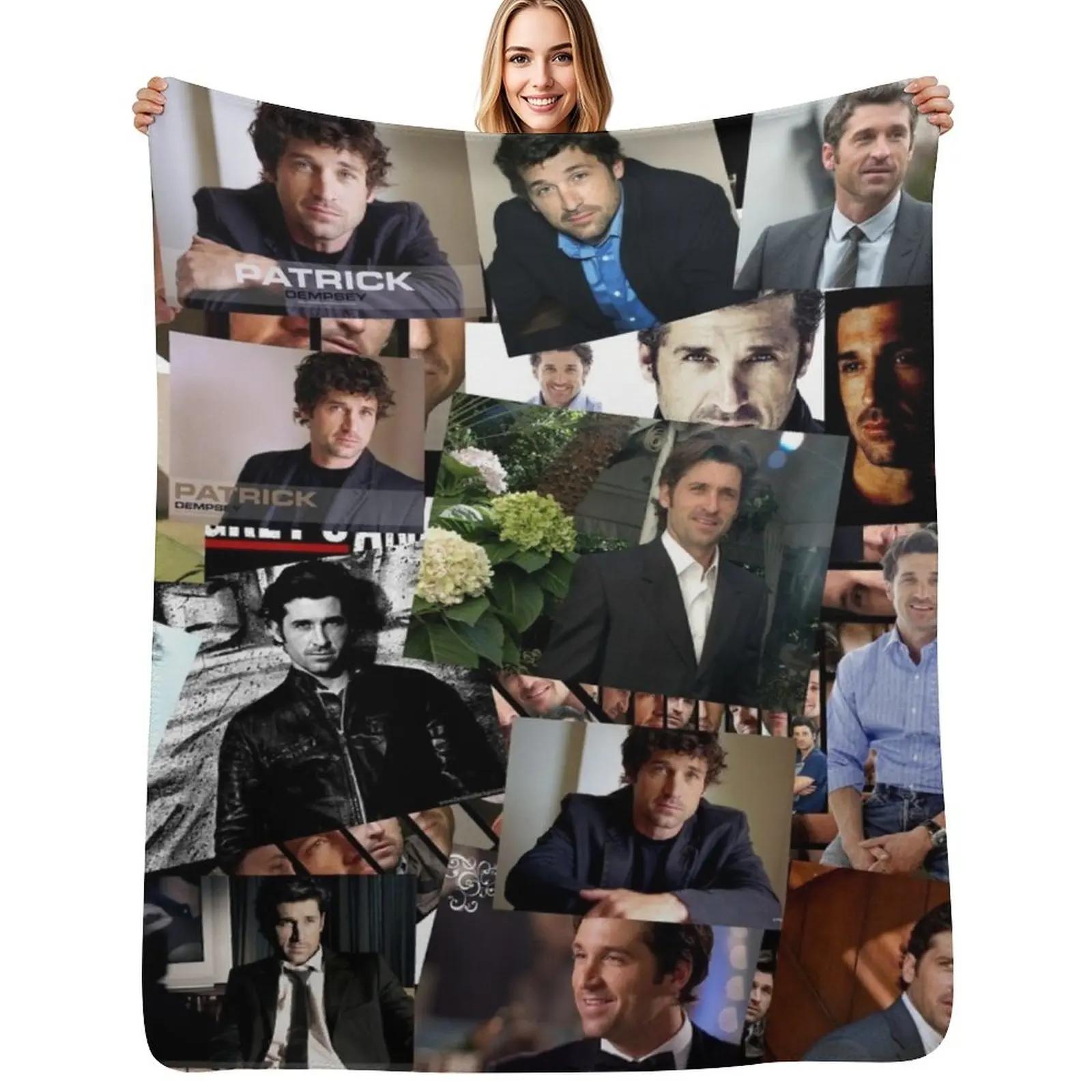 Patrick Dempsey Abstrakte Collage Kuscheldecke Warme Überwurfdecke Geschenk zum Jahrestag Size: 75*100cm, Weight: 320 GSM