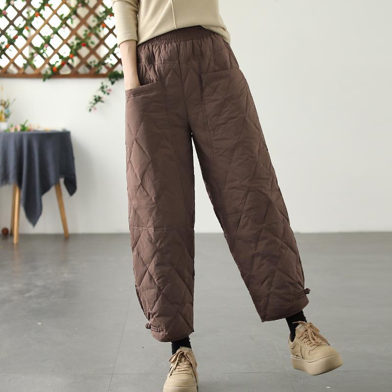 Women's Winter Artistic Elastic Waist Thermal Pants Cold-Resistant Plus Size Casual Harem Pants