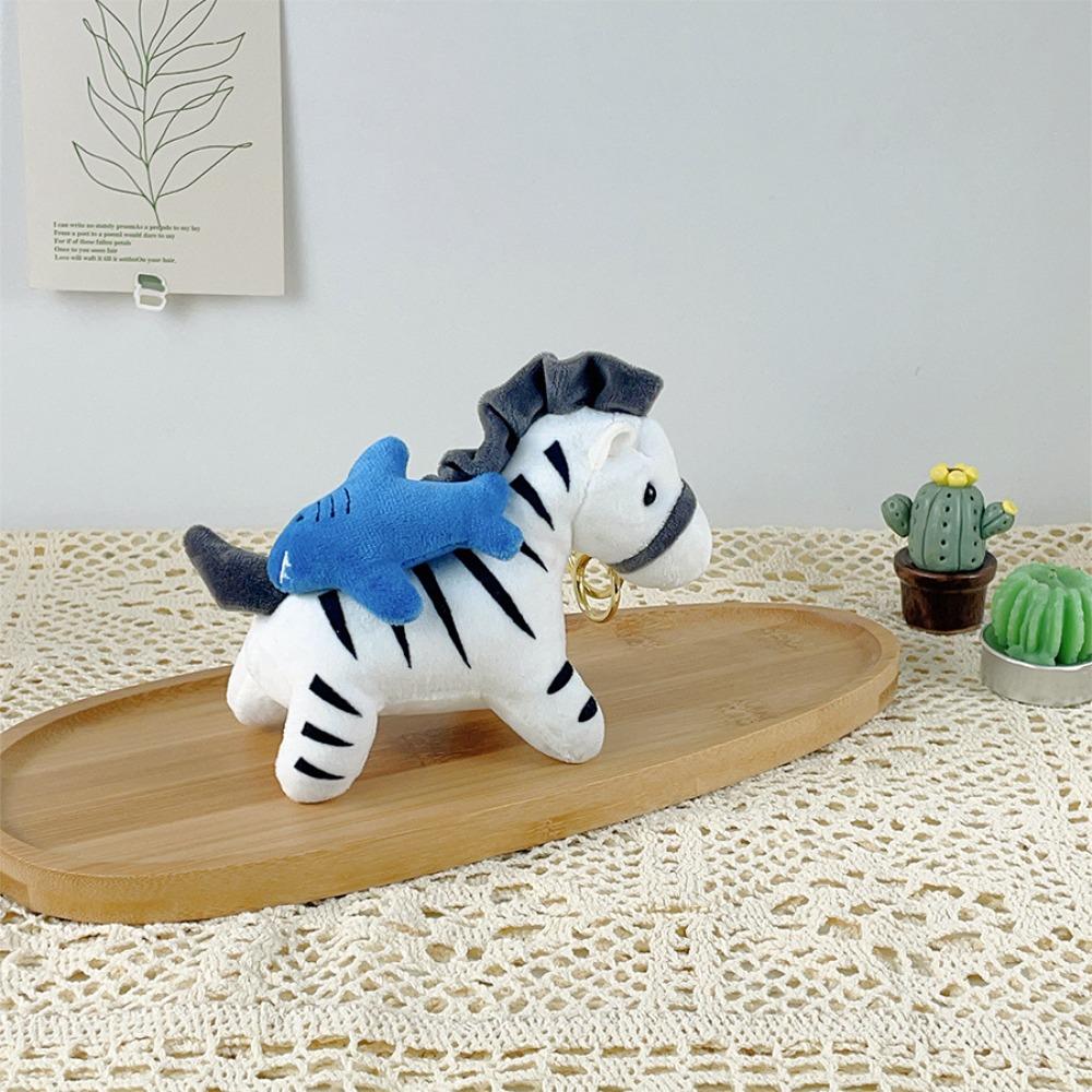 

Fluffy Pullable Plush Horse Pendant PP Cotton Horse Doll Key Ring Backpack Decoration Style D