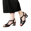 Mode Sommer Neu Damen Schuhe Fischmaul Atmungsaktiv Hohl Dicke Ferse Mittlere Ferse Knöpfe Sandalen Günstige Schuhe für Damen