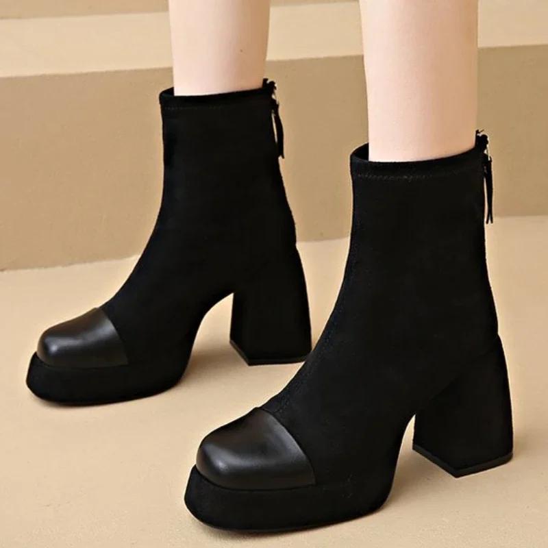 Fashion 2024 Designer Winter Women Modern Ankle Boots Casual Short Booties Ladies Platform Thick High Heels Shoes Dimension 34-40