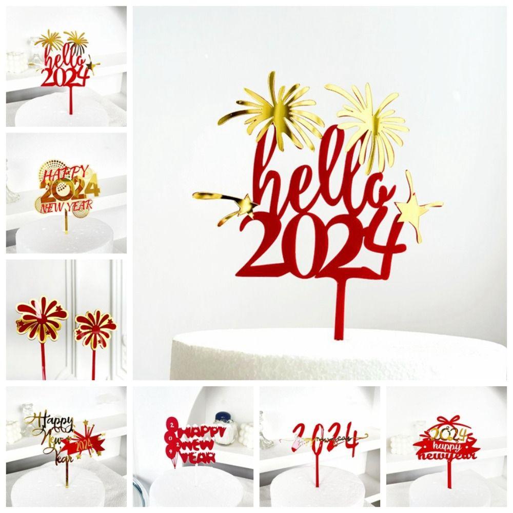 

Праздничный новогодний топпер для торта 2024, стабильные новогодние украшения для торта, прочный топпер для кексов, десерт