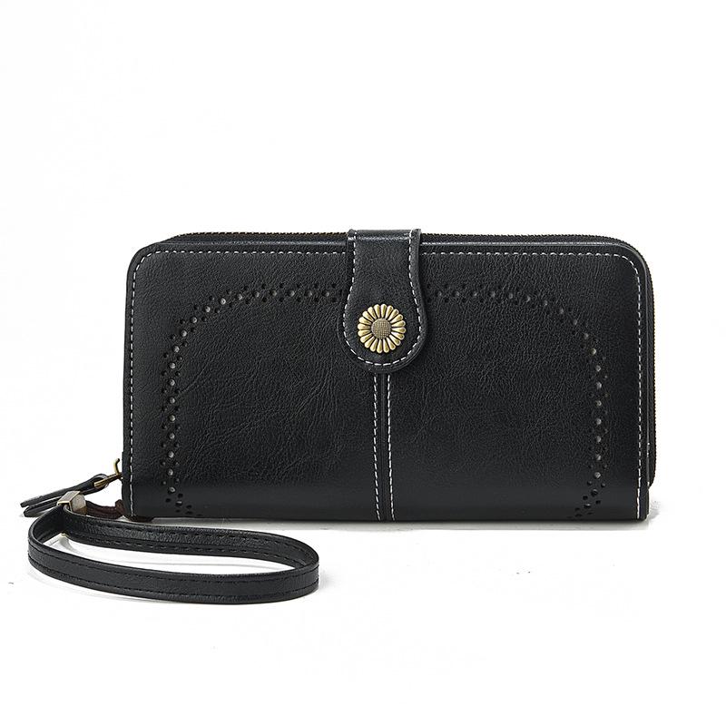 Trendige hohle lange Reißverschluss-Damenbrieftasche & Clutch mit großem Fassungsvermögen